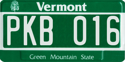VT license plate PKB016