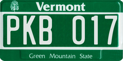 VT license plate PKB017