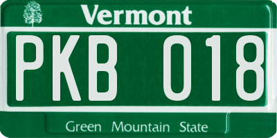 VT license plate PKB018