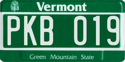 VT license plate PKB019