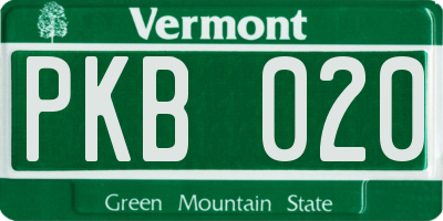 VT license plate PKB020
