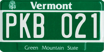 VT license plate PKB021
