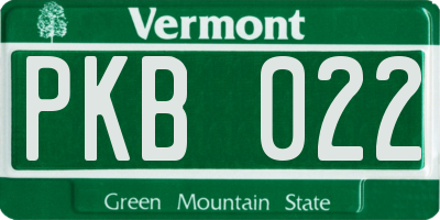 VT license plate PKB022