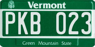 VT license plate PKB023