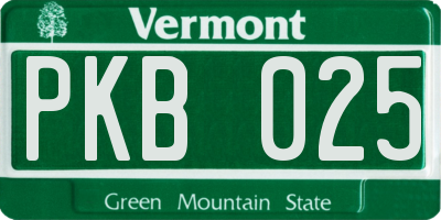 VT license plate PKB025