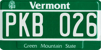 VT license plate PKB026