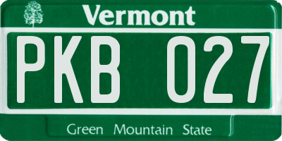 VT license plate PKB027