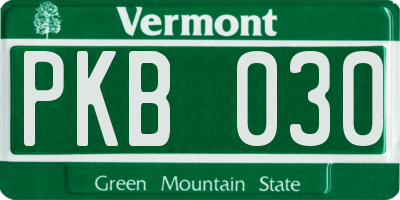 VT license plate PKB030