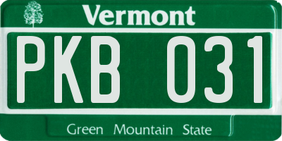 VT license plate PKB031