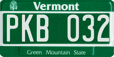 VT license plate PKB032