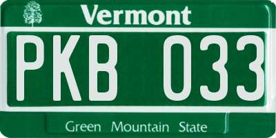 VT license plate PKB033