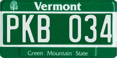 VT license plate PKB034
