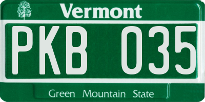 VT license plate PKB035