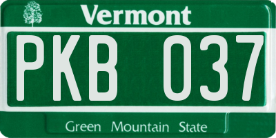 VT license plate PKB037