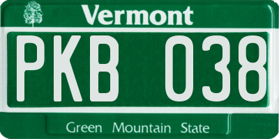 VT license plate PKB038