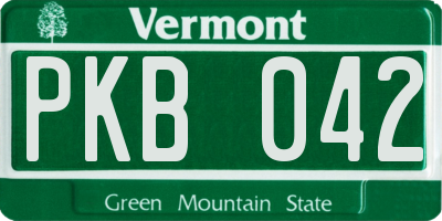 VT license plate PKB042