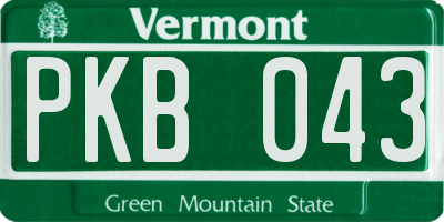 VT license plate PKB043