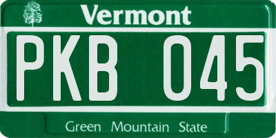 VT license plate PKB045