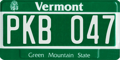 VT license plate PKB047