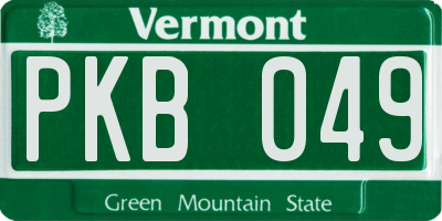 VT license plate PKB049