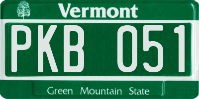 VT license plate PKB051