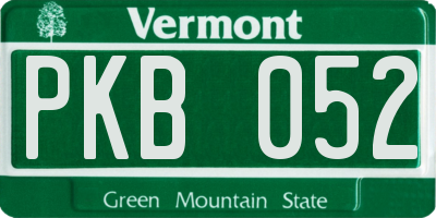 VT license plate PKB052