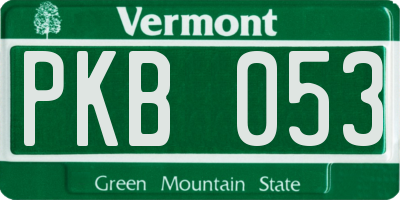 VT license plate PKB053
