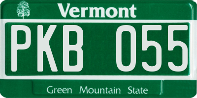 VT license plate PKB055