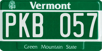 VT license plate PKB057