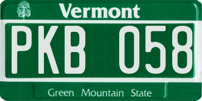 VT license plate PKB058