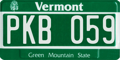VT license plate PKB059