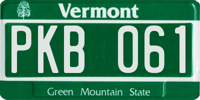 VT license plate PKB061