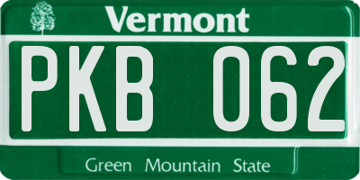 VT license plate PKB062