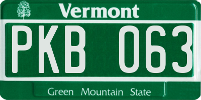 VT license plate PKB063