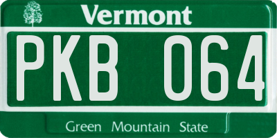 VT license plate PKB064