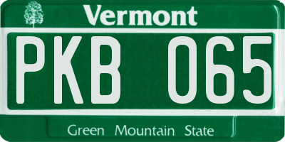 VT license plate PKB065