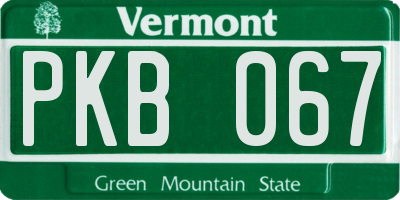 VT license plate PKB067
