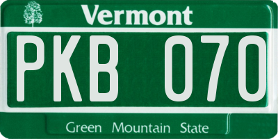 VT license plate PKB070