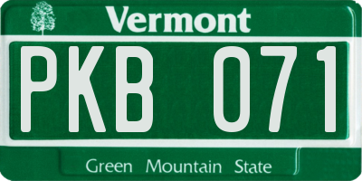 VT license plate PKB071