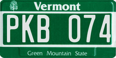 VT license plate PKB074