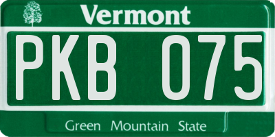 VT license plate PKB075