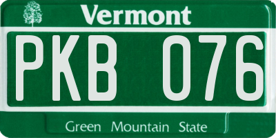VT license plate PKB076