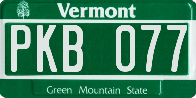 VT license plate PKB077