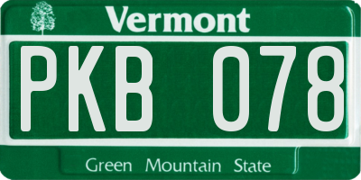 VT license plate PKB078