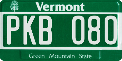 VT license plate PKB080