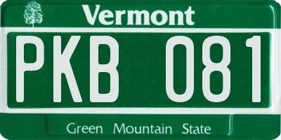 VT license plate PKB081