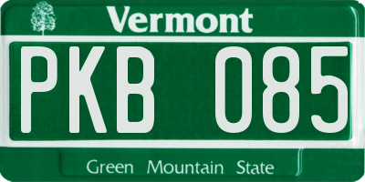 VT license plate PKB085