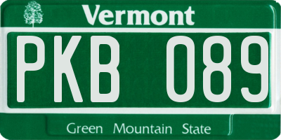 VT license plate PKB089