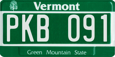 VT license plate PKB091