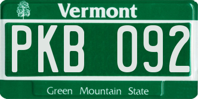 VT license plate PKB092
